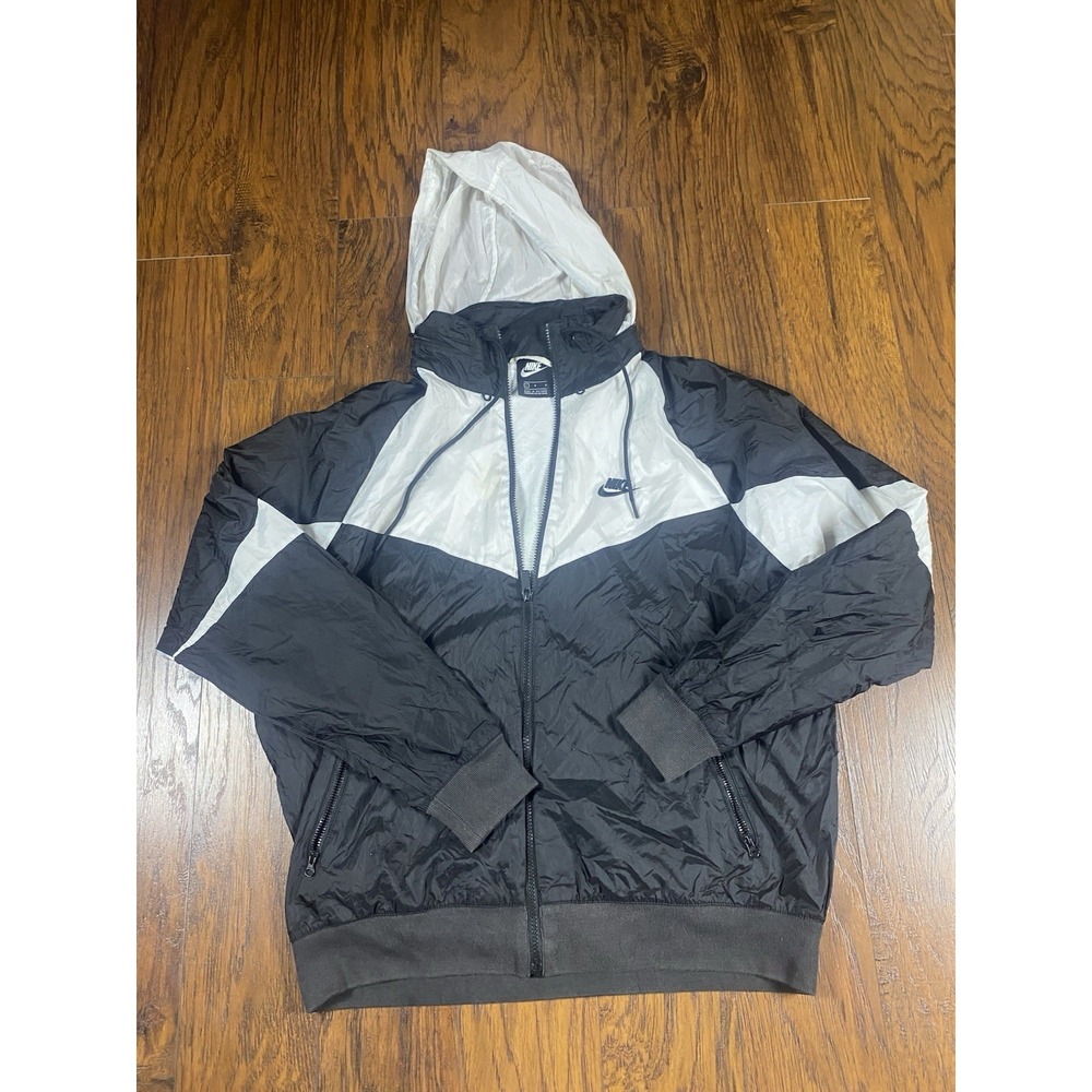 Nike Vtg Rare Panda Large Windrunner Windbreaker Jacket Black White Nylon Glanz